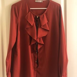 Red long sleeve blouse!!